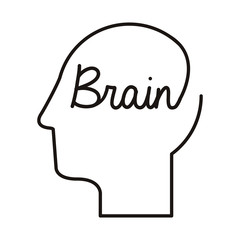 black silhouette head with word brain vector illustration
