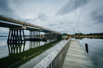Pier and bridge at Oak Creek Landing, in Newcomb, near St. Micha