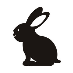 black silhouette rabbit with long ears vector illustration