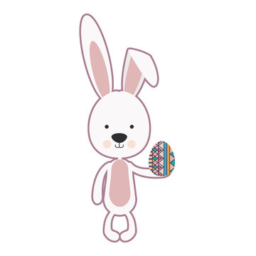 skinny rabbit holding a easter egg vector illustration