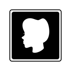 Woman head profile inside frame icon. Female avatar person and people theme. Isolated design. Vector illustration