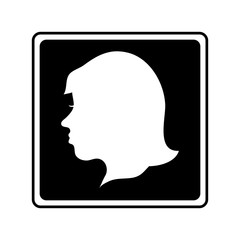 Woman head profile inside frame icon. Female avatar person and people theme. Isolated design. Vector illustration