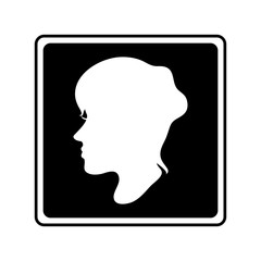 Woman head profile inside frame icon. Female avatar person and people theme. Isolated design. Vector illustration