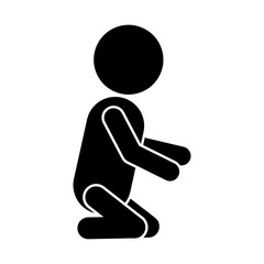 pictogram of little baby kneeling vector illustration