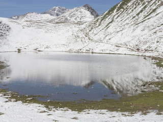 Lake Branchino an Alpine natural lake during spring season. Orobie Alps. Italian Alps. Lombardy. Italy