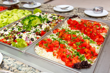 Salad selection in a hotel restaurant