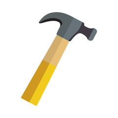 hammer icon tool with wooden handle vector illustration