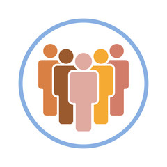 Group of people in a safe space or bubble flat color icon for apps and websites