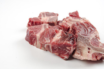fresh raw mutton on white.