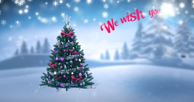 Christmas tree with merry christmas message
