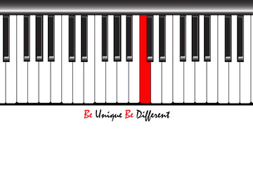 Fototapeta premium Red piano key. Unique or Different concept, Vector illustration.