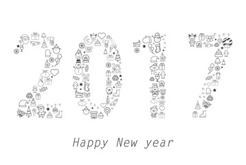 Christmas and New Year Vector greeting card