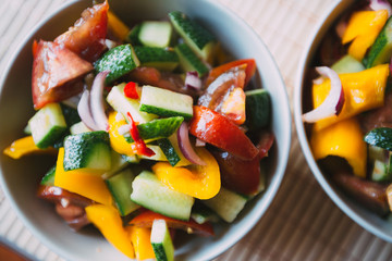 Salad in a plate close-up.