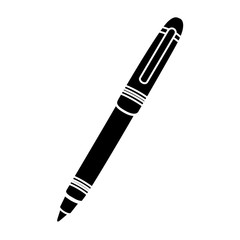 black silhouette pen with point ball vector illustration