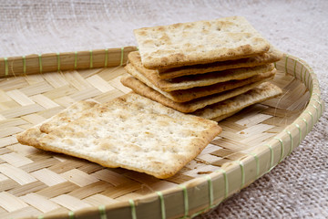 Sweet biscuit on wooden table 