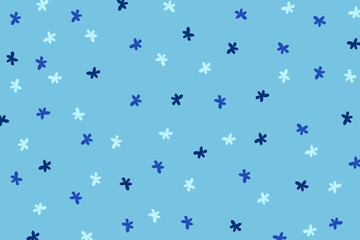 Hand drawn flowers pattern in blue tone