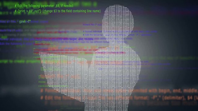 Female Binary Coder Silhouette (White)