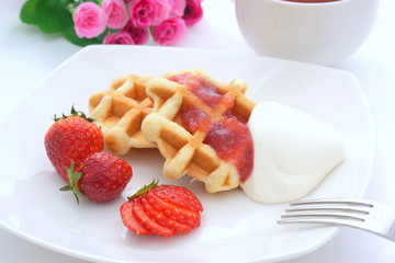 いちごのワッフル