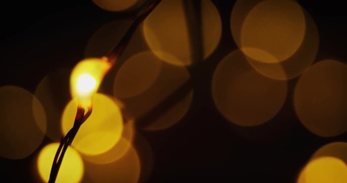 Close-up of christmas lights with bokeh background
