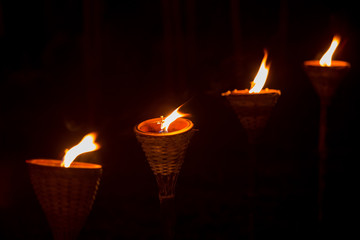 Traditional wooden torch flame