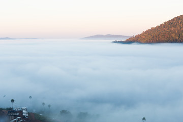 fog in the morning with mountain at Khao Kho, Thailand