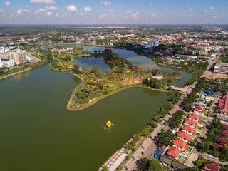 Aerial View, "Nong Pra Jak" public park in Udonthani, Thailand. © Yutthana