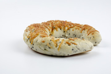 sweet bread with raisin isolated on whie