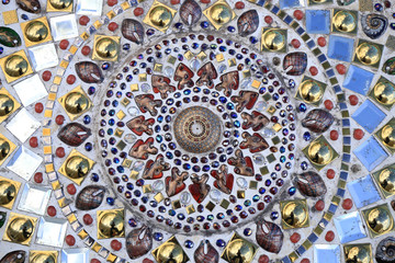 ceramic glass wall background at wat phra that pha son kaew. tem