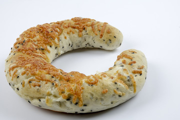 sweet bread with raisin isolated on whie