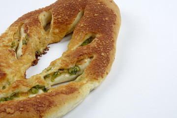 sweet bread with raisin isolated on whie