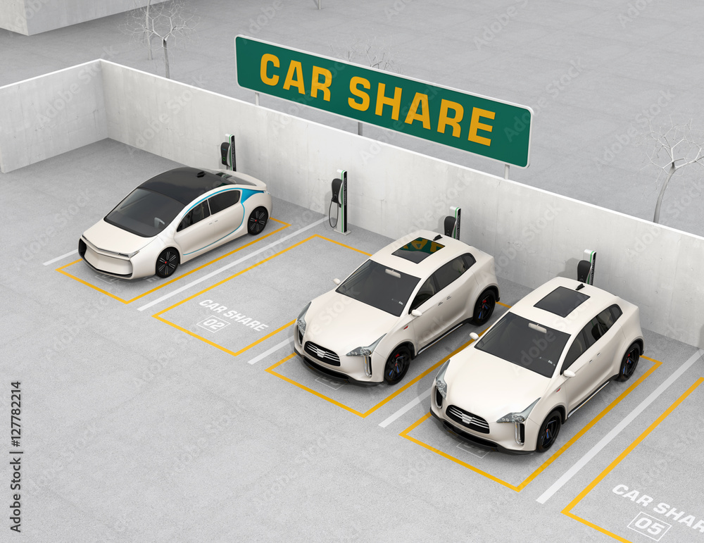 Poster car sharing concept. 3d rendering image.
