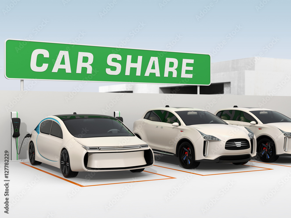 Poster car sharing concept. 3d rendering image.