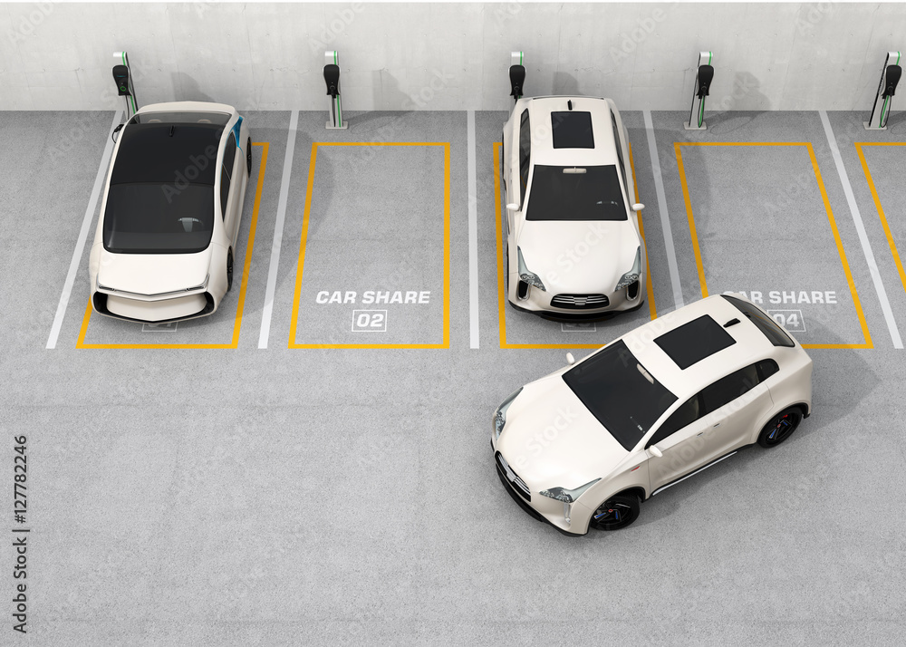Poster car sharing concept. 3d rendering image.