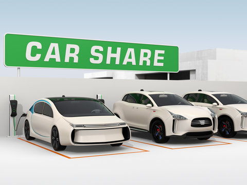 Car sharing concept. 3D rendering image.
