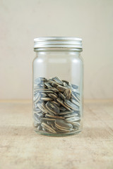 Sunflower seeds in bottle.