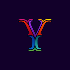 Y letter logo in elegant multicolor faceted style.
