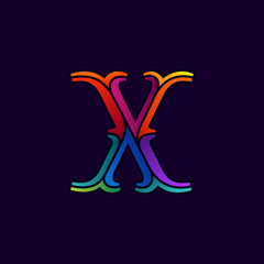 X letter logo in elegant multicolor faceted style.