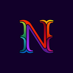 N letter logo in elegant multicolor faceted style.