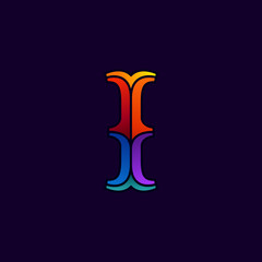 I letter logo in elegant multicolor faceted style.