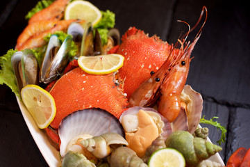 Seafood plater on slate