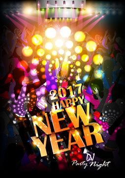 Happy New Year 2017 party celebration poster