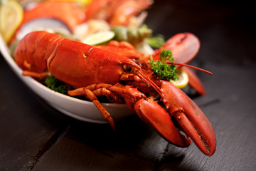 Seafood lobster plater on slate