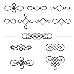 Vintage decorative swirls collection isolated on white background.