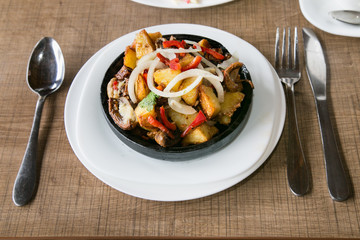 Traditional Georgian vegeterian dish served in earthenware. The