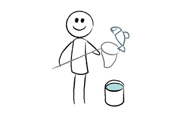 Fischer fängt einen Fisch