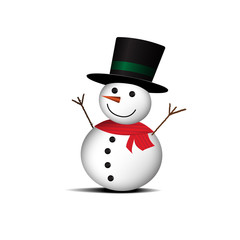 Snowman isolated on white background. Vector illustration.