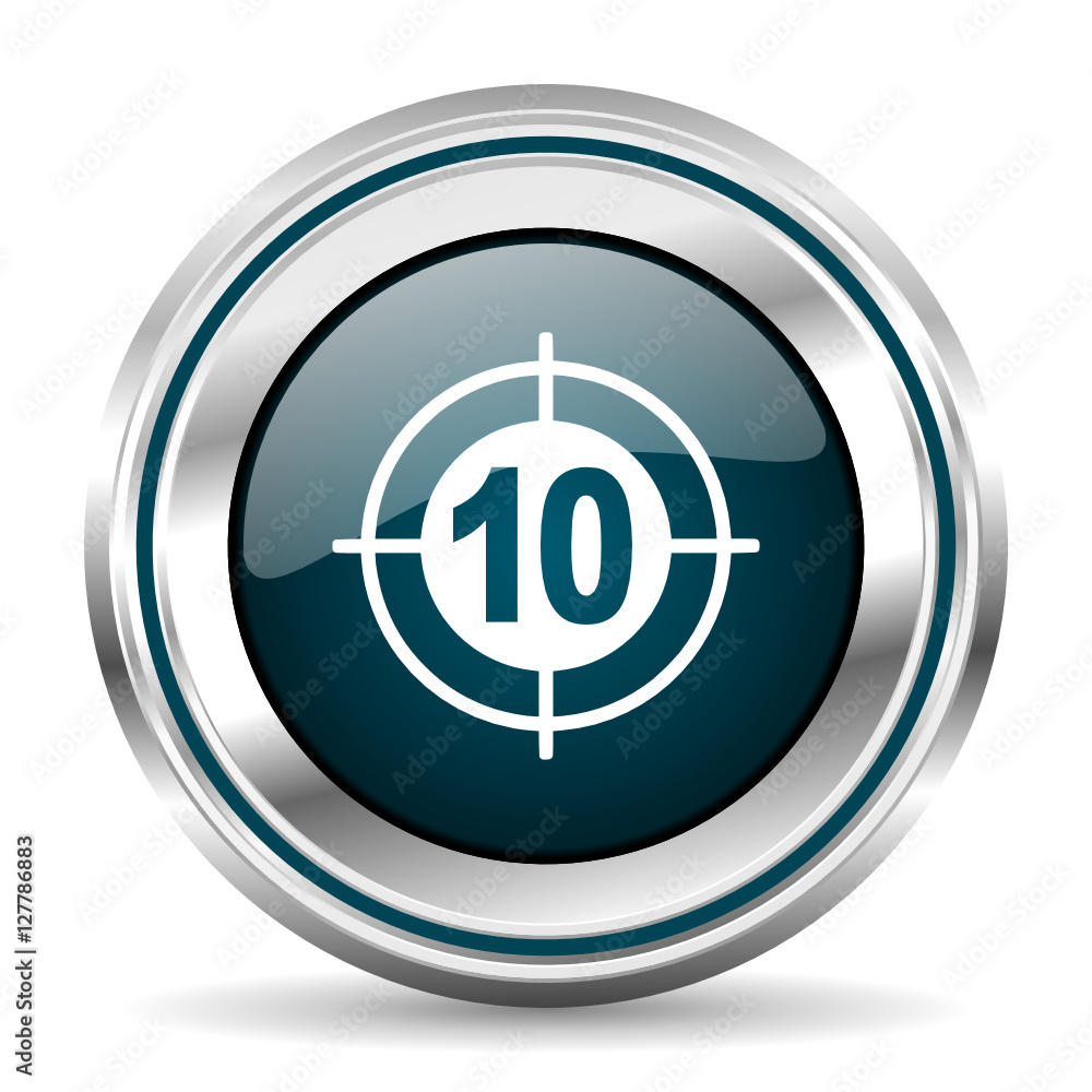 Fototapete target vector icon. chrome border round web button. silver metallic pushbutton.