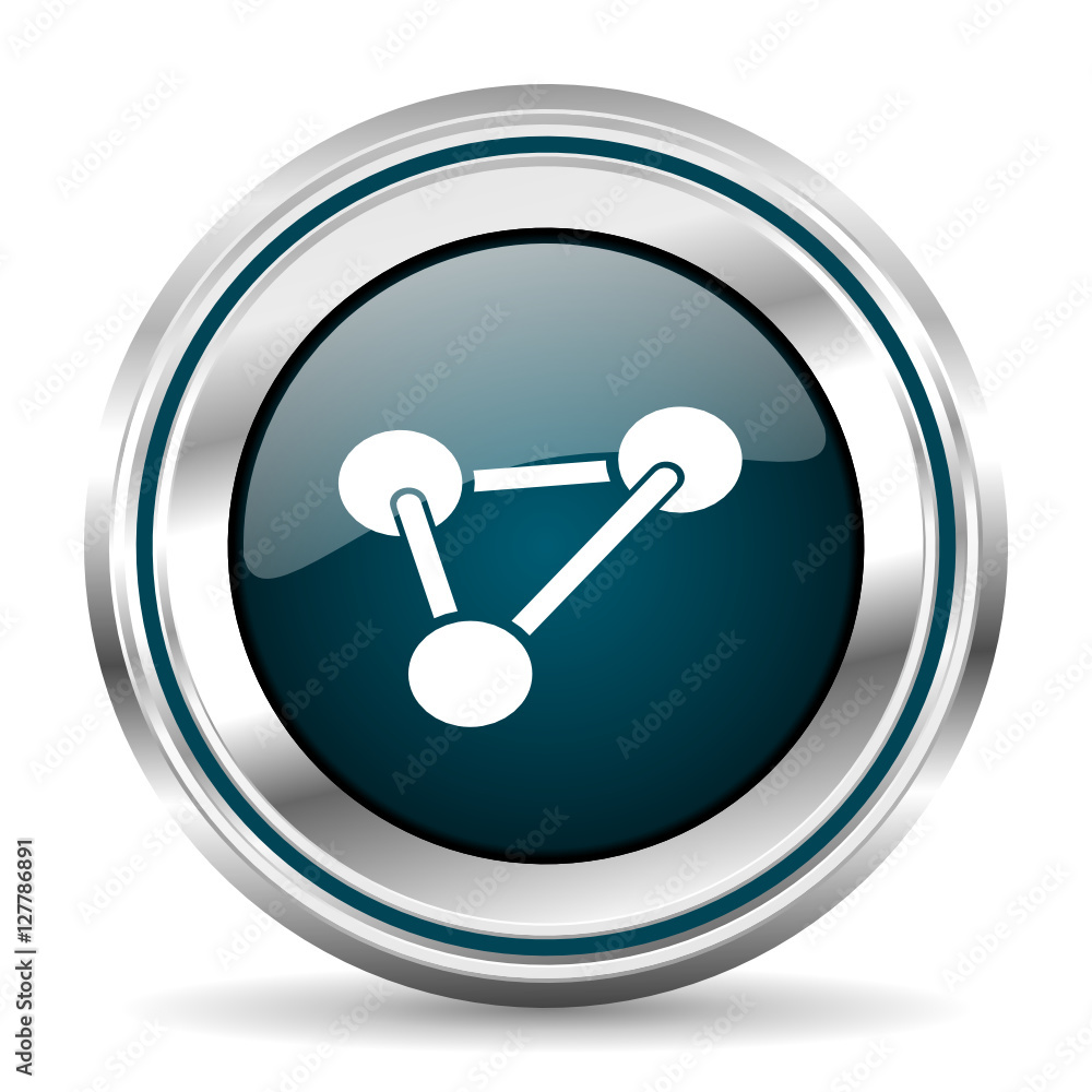 Poster Science vector icon. Chrome border round web button. Silver metallic pushbutton.