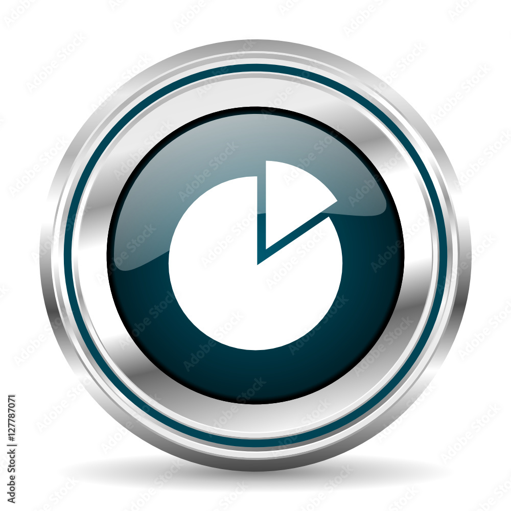 Poster Circle chart vector icon. Chrome border round web button. Silver metallic pushbutton.