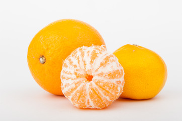tangerines on white background